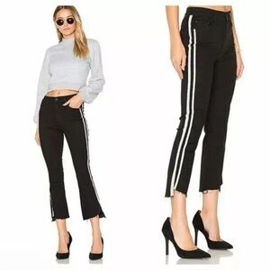 MOTHER Insider Crop Step‎ Fray Jeans in Guilty Racer Black Sz 24